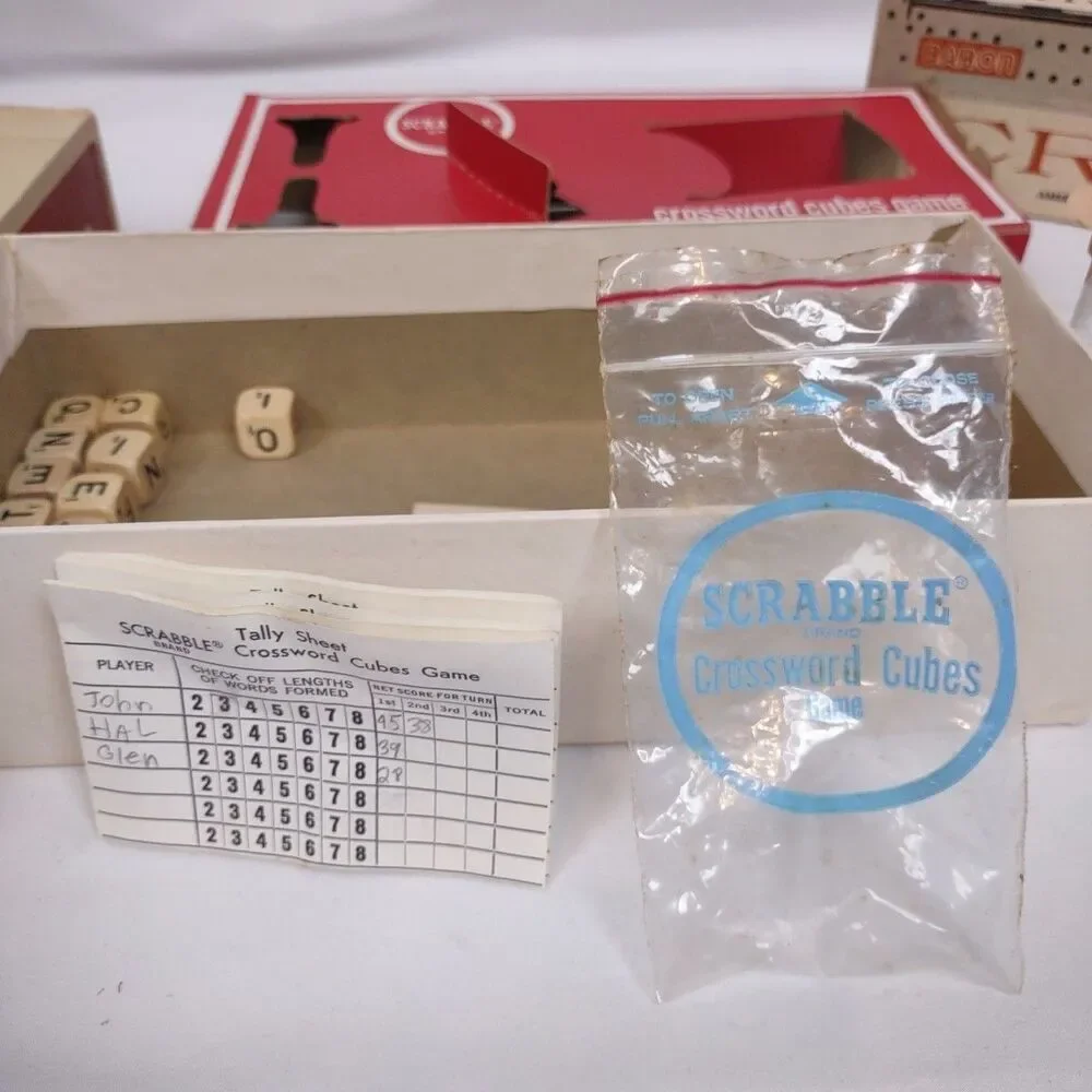 Scrabble Crossword Cubes Game - Wooden Letters - Complete - Vintage 1964